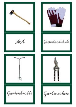 SPRACHE / DEUTSCH - Klassifikationskarten Gartenwerkzeug - Öst. Schulschrift