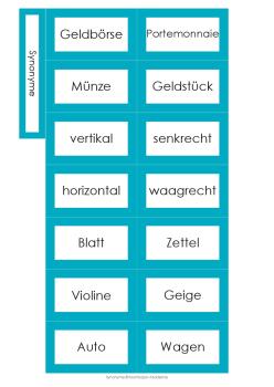 SPRACHE / DEUTSCH - Legekärtchen zu Synonymen