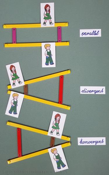 Legematerial Buben und Mädchen mit roten Pfeilen (Geometrie)