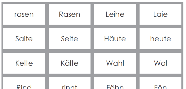 Homophone - Legekärtchen