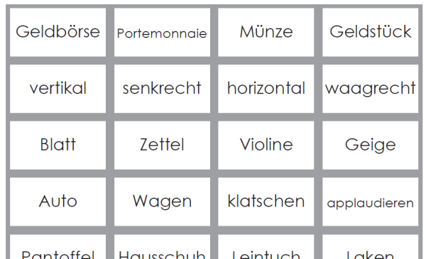 Synonyme - Legekärtchen