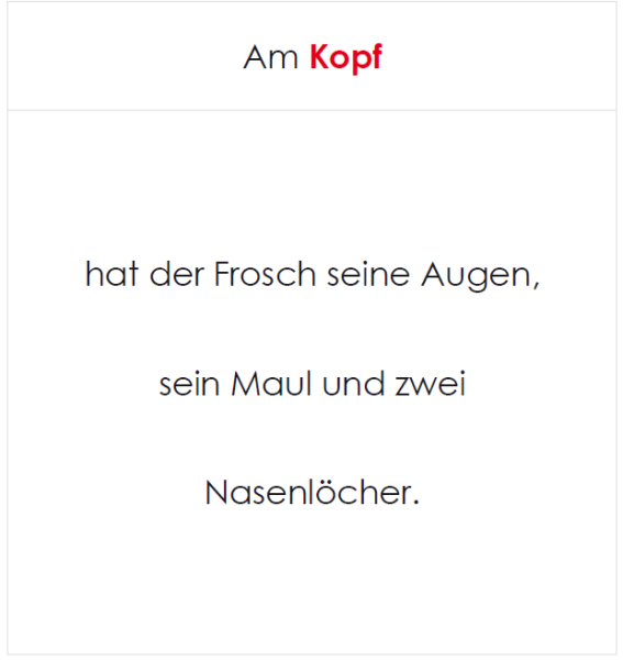 Definitionsmaterial - Körperteile Wirbeltiere - Der Frosch