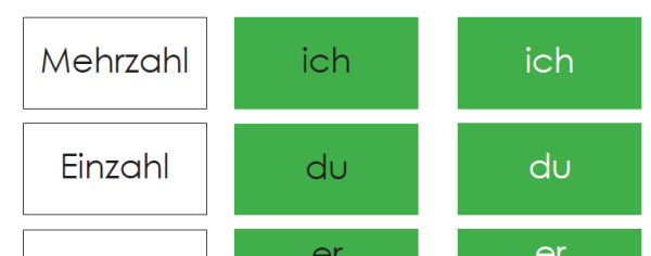 Karten - Personalpronomen - grün für die Konjugation