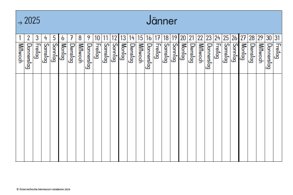 Jahreskalender 2025 - Lineare Form