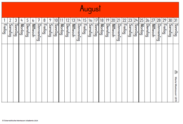 Jahreskalender 2025 - Lineare Form