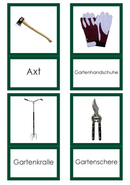 SPRACHE / DEUTSCH - Klassifikationskarten Gartenwerkzeug - Druckschrift