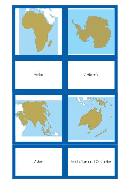 GEOGRAFIE - Klassifikationsmaterial zu Kontinenten