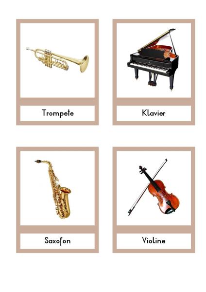 MUSIK - Klassifikationskarten Musikinstrumente - Druckschrift