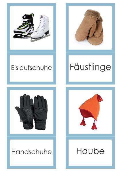 SPRACHE / DEUTSCH - Klassifikationskarten Winterbekleidung - Druckschrift